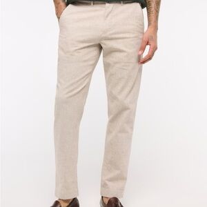 Abercrombie Straight Linen-Blend Fixed Waist Pant